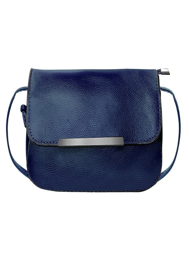 Elios Women's Casual/Formal Crossbody Sling Bag with Metal Magnetic Folding Clasp (Blue) - Image 1